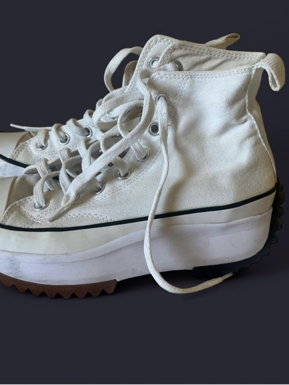 Converse Chunky Platform High-Top Sneakers in White with Black Trim